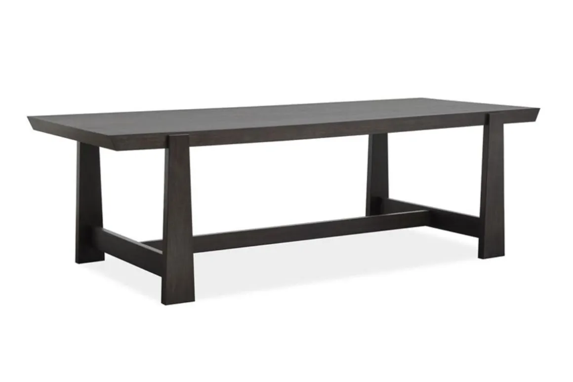 Shelby Trestle Dining Table & 4 Wood Back Chairs In Coffee Bean