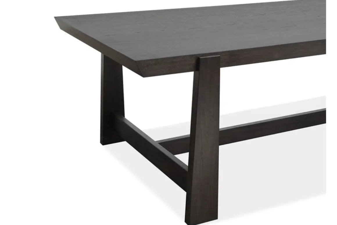 Shelby Trestle Dining Table & 4 Wood Back Chairs In Coffee Bean