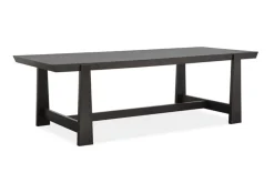 Shelby Trestle Dining Table & 6 Wood Back Chairs In Coffee Bean