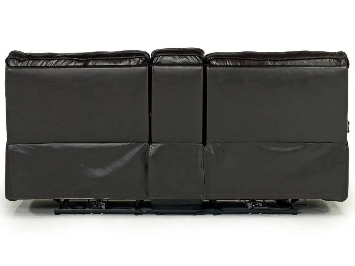 Sofia 3 Power Console Loveseat In Brown Leather