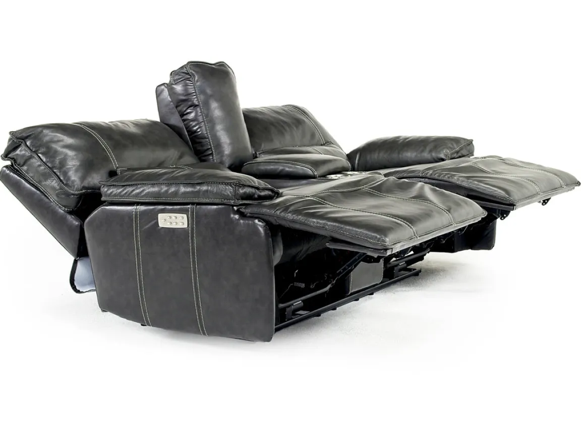 Sofia 3 Power Console Loveseat In Brown Leather