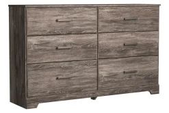 Stelsie Panel Bed, Dresser, Mirror & Nightstand In Gray, Full