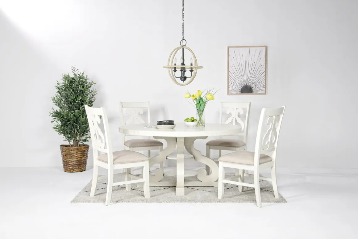 Stone Round Dining Table In White