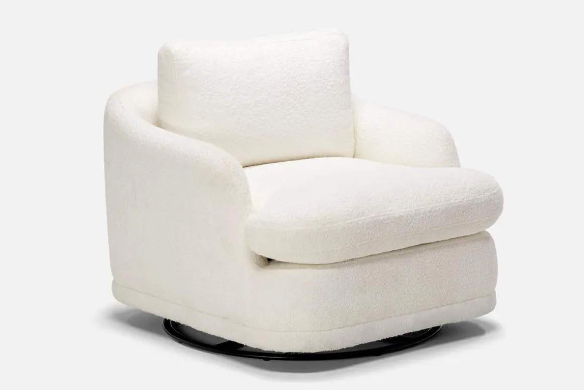 Stratus Crypton Performance Swivel Chair In Jennie Snow
