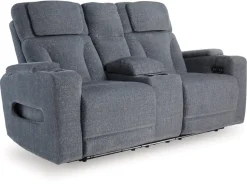 Studio Cave 2 Power Console Loveseat In Steel