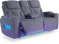Studio Cave 2 Power Console Loveseat In Steel