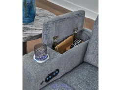 Studio Cave 2 Power Console Loveseat In Steel