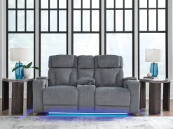 Studio Cave 2 Power Console Loveseat In Steel
