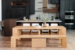 Transformer Extendable Dining Table, 4 Chairs & Bench In Scandinavian Oak