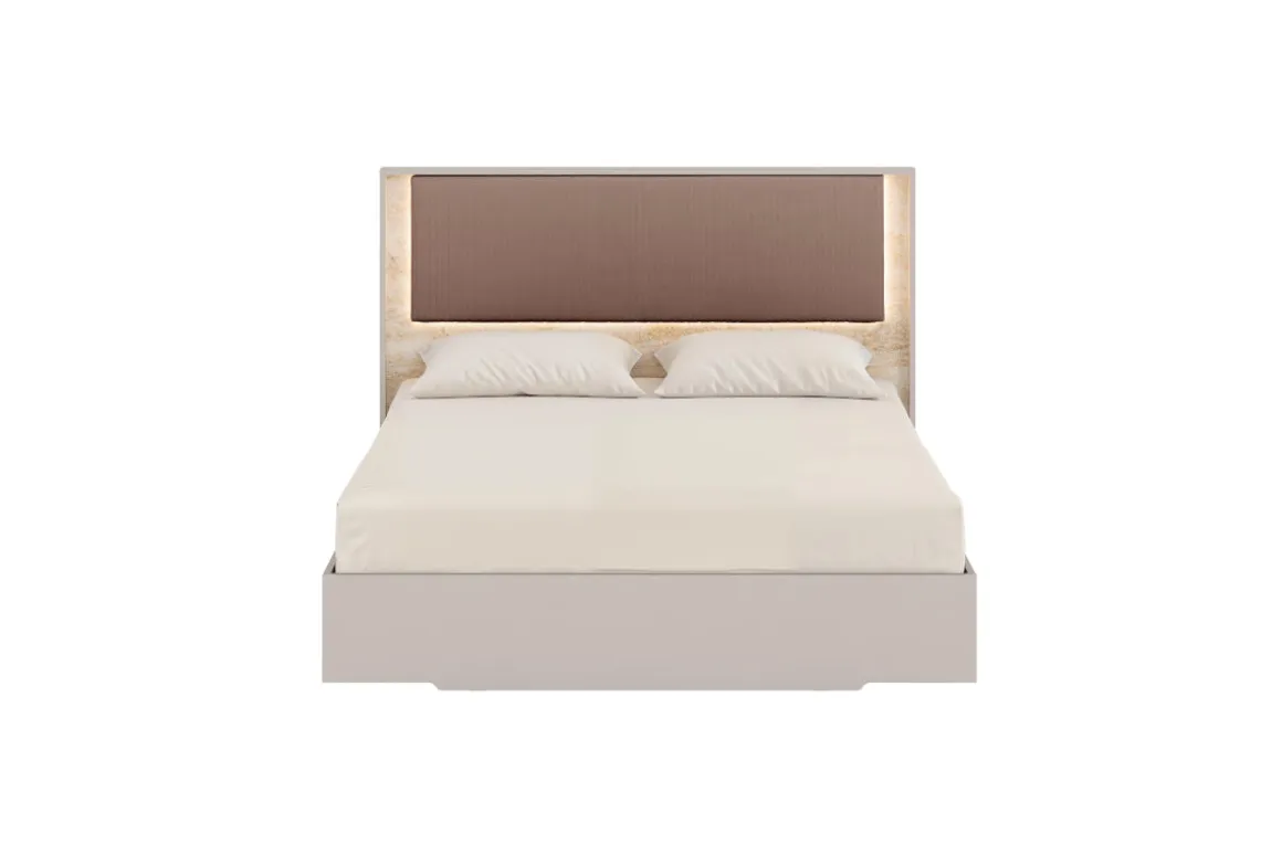 Tullia Upholstered Bed W/ Storage, Dresser, Mirror & Nightstand In Pearl Line/Eco Stone, Queen
