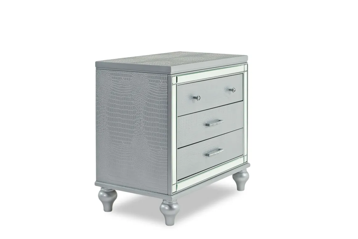 Valentino Nightstand In Silver