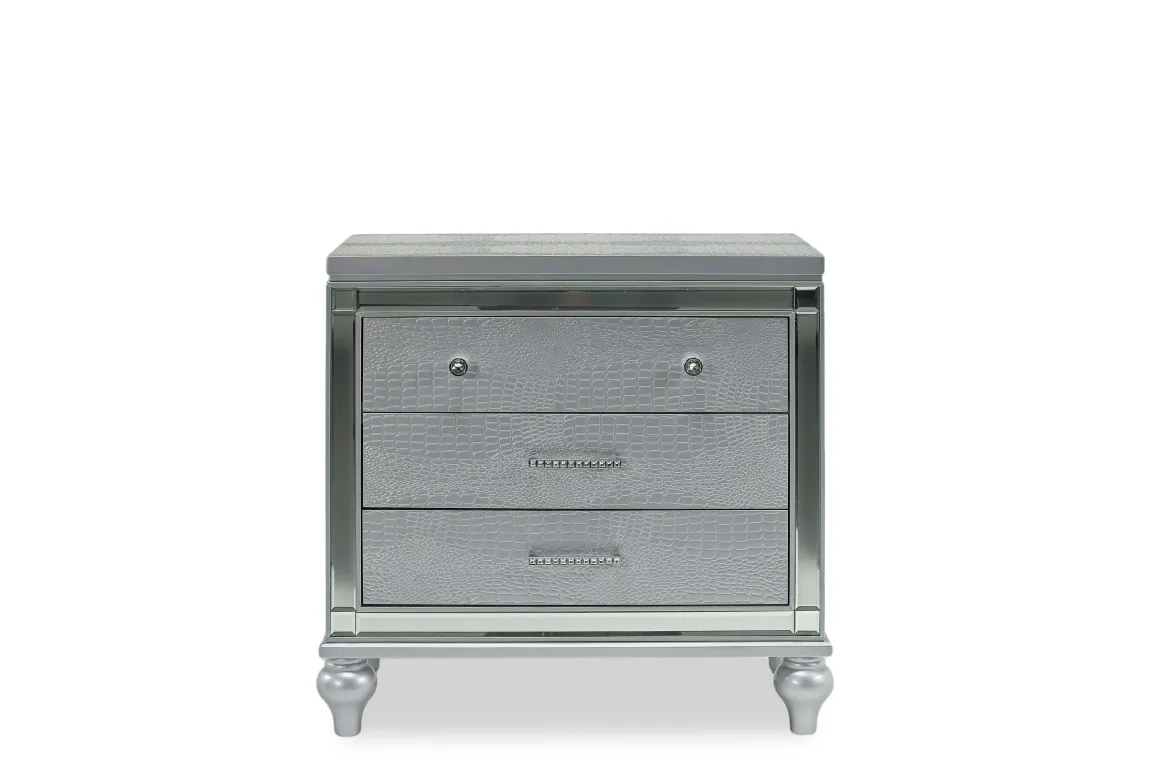 Valentino Nightstand In Silver