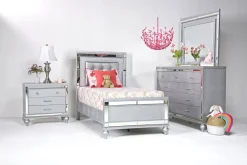 Valentino Panel Bed In White, Twin