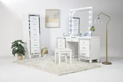 Valentino Vanity, Mirror & Stool In Silver