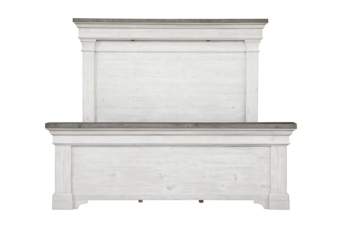 Valley Ridge Panel Bed In White Gray Finish, Queen