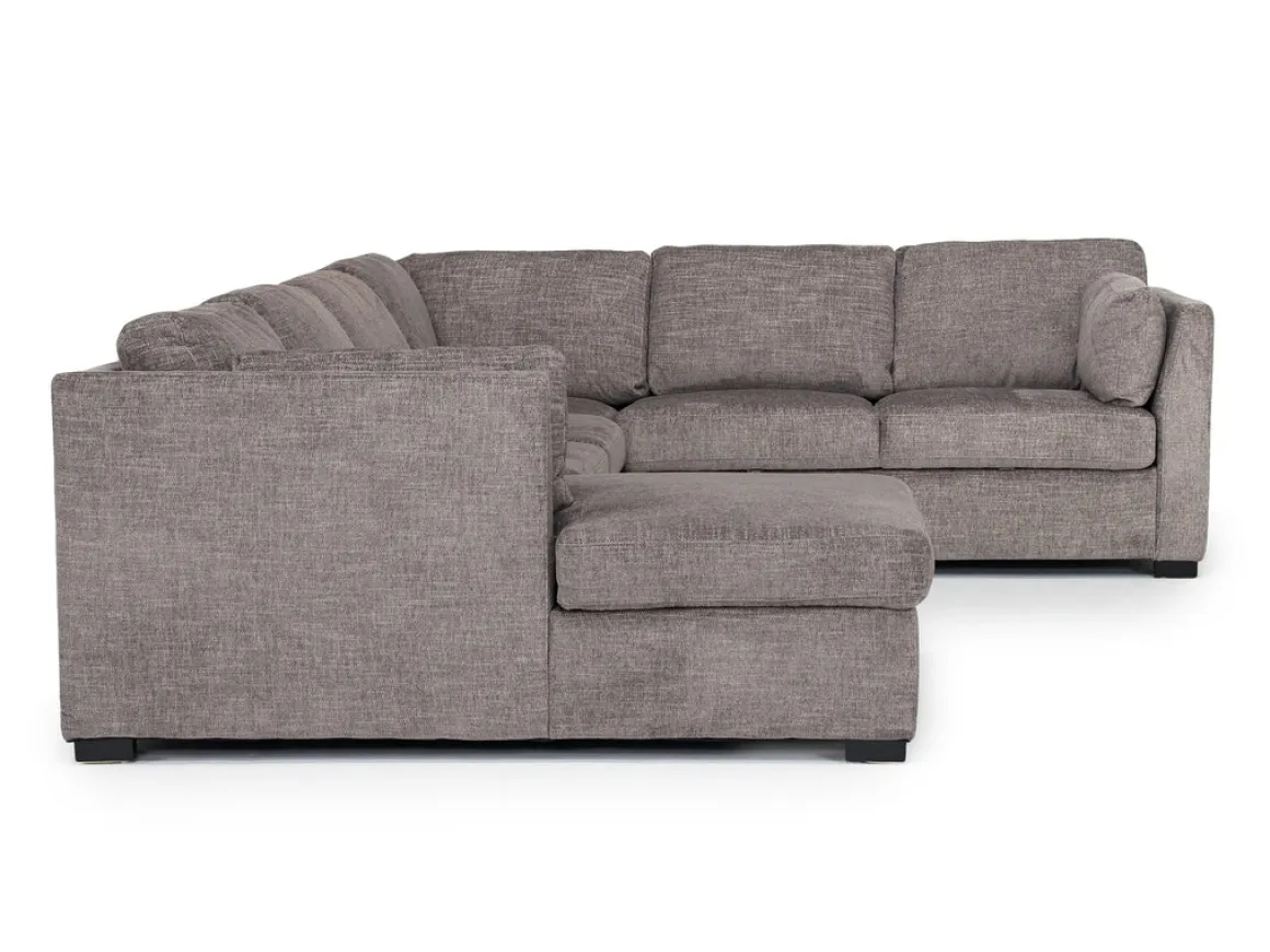 Vivian Full Pullout Tux Chaise Sectional W/ Storage In Gray, Left Facing