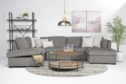 Vivian Full Pullout Tux Chaise Sectional W/ Storage In Gray, Left Facing