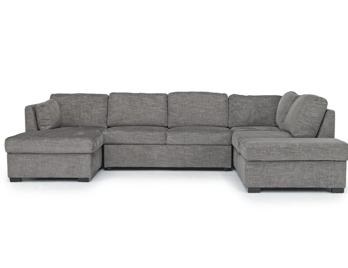 Vivian Full Pullout Tux Chaise Sectional W/ Storage In Gray, Left Facing