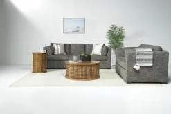 Vivian Queen Pullout Sofa & Full Pullout Loveseat In Gray Fabric