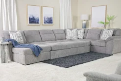 Wanda Xl Storage Chaise Sleeper Sectional In Gray, Left Facing