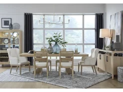 White Oak Dining Table, 4 Chairs & 2 Arm Chairs In Butternut