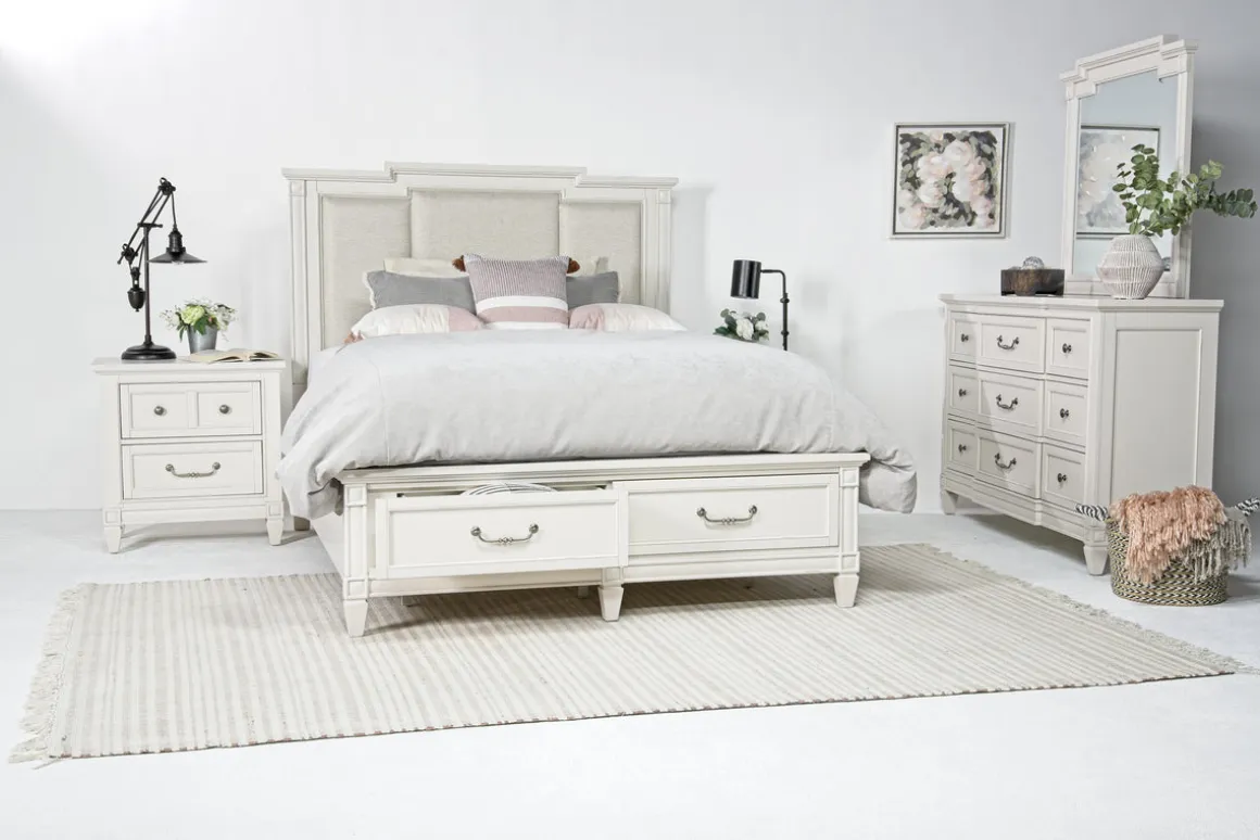 Willowbrook Upholstered Panel Bed In Pebble, Queen