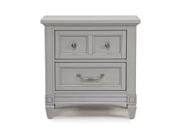 Willowbrook Upholstered Panel Bed, Dresser, Mirror & Nightstand In Pebble, Queen