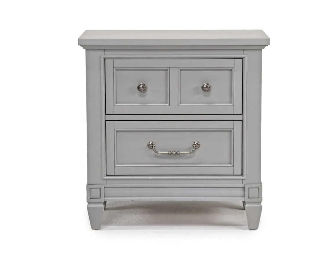 Willowbrook Upholstered Panel Bed, Dresser, Mirror & Nightstand In Pebble, Queen