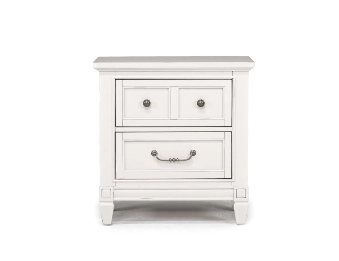 Willowbrook Upholstered Panel Bed, Dresser, Mirror & Nightstand In Pebble, Queen