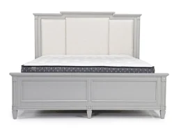 Willowbrook Upholstered Panel Bed, Dresser, Mirror & Nightstand In Pebble, Queen