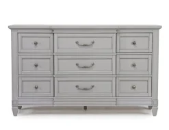 Willowbrook Upholstered Panel Bed, Dresser, Mirror & Nightstand In Pebble, Queen