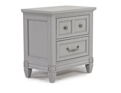 Willowbrook Upholstered Panel Bed, Dresser, Mirror & Nightstand In Pebble, Queen