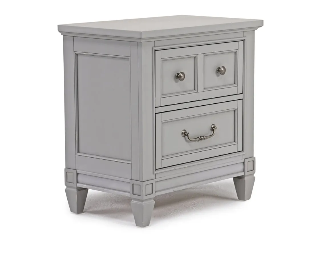Willowbrook Upholstered Panel Bed, Dresser, Mirror & Nightstand In Pebble, Queen