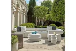 Winded Outdoor Round Cocktail Table In White