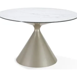Winston Round Dining Table & 2 Stools In White/Cream
