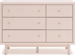 Wistenpine Panel Bed, Dresser, Mirror & Nightstand In Blush, Twin
