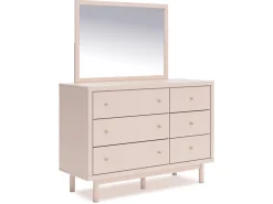 Wistenpine Panel Bed W/ Storage, Dresser, Mirror & Nightstand In Blush, Twin