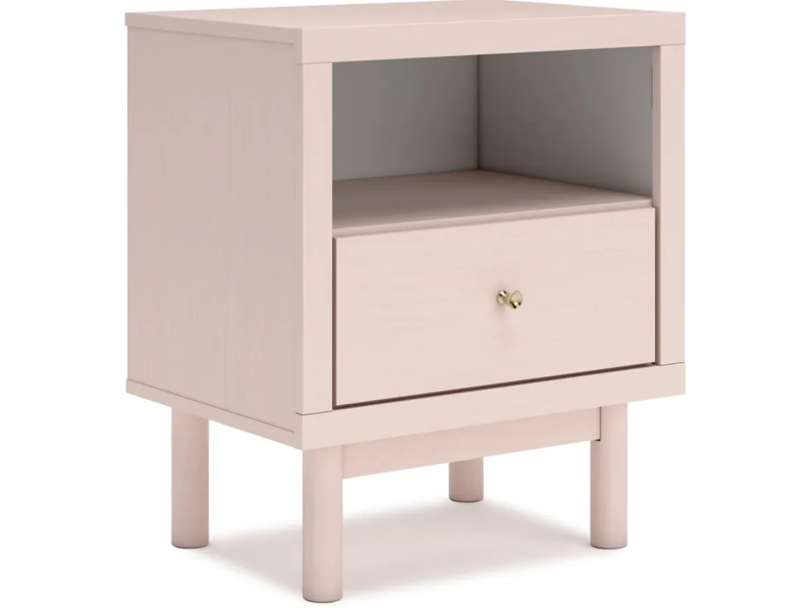 Wistenpine Panel Bed W/ Storage, Dresser, Mirror & Nightstand In Blush, Twin