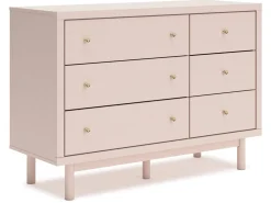 Wistenpine Panel Bed W/ Storage, Dresser, Mirror & Nightstand In Blush, Twin
