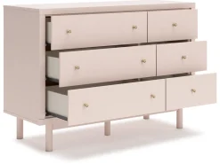 Wistenpine Panel Bed W/ Storage, Dresser, Mirror & Nightstand In Blush, Twin