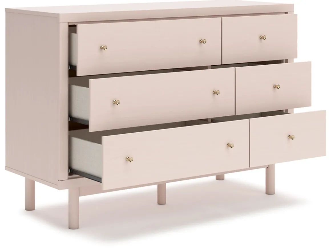 Wistenpine Panel Bed W/ Storage, Dresser, Mirror & Nightstand In Blush, Twin