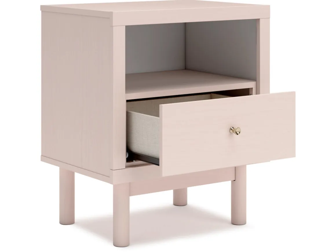 Wistenpine Panel Bed W/ Storage, Dresser, Mirror & Nightstand In Blush, Twin