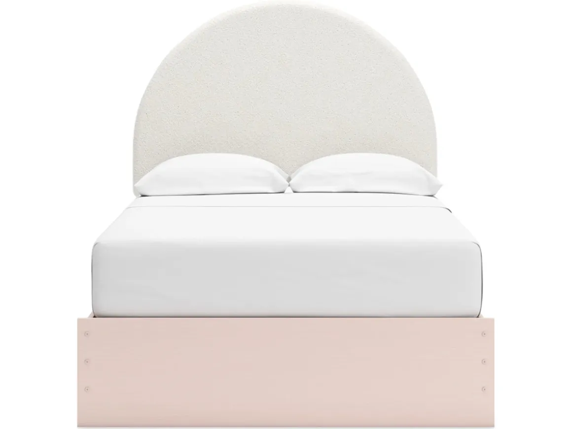 Wistenpine Panel Bed W/ Storage, Dresser, Mirror & Nightstand In Blush, Twin