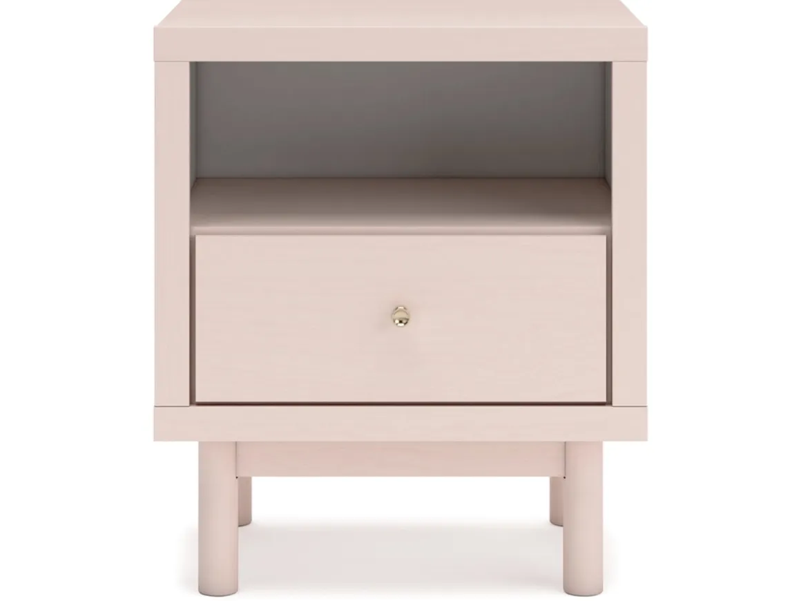 Wistenpine Panel Bed W/ Storage, Dresser, Mirror & Nightstand In Blush, Twin