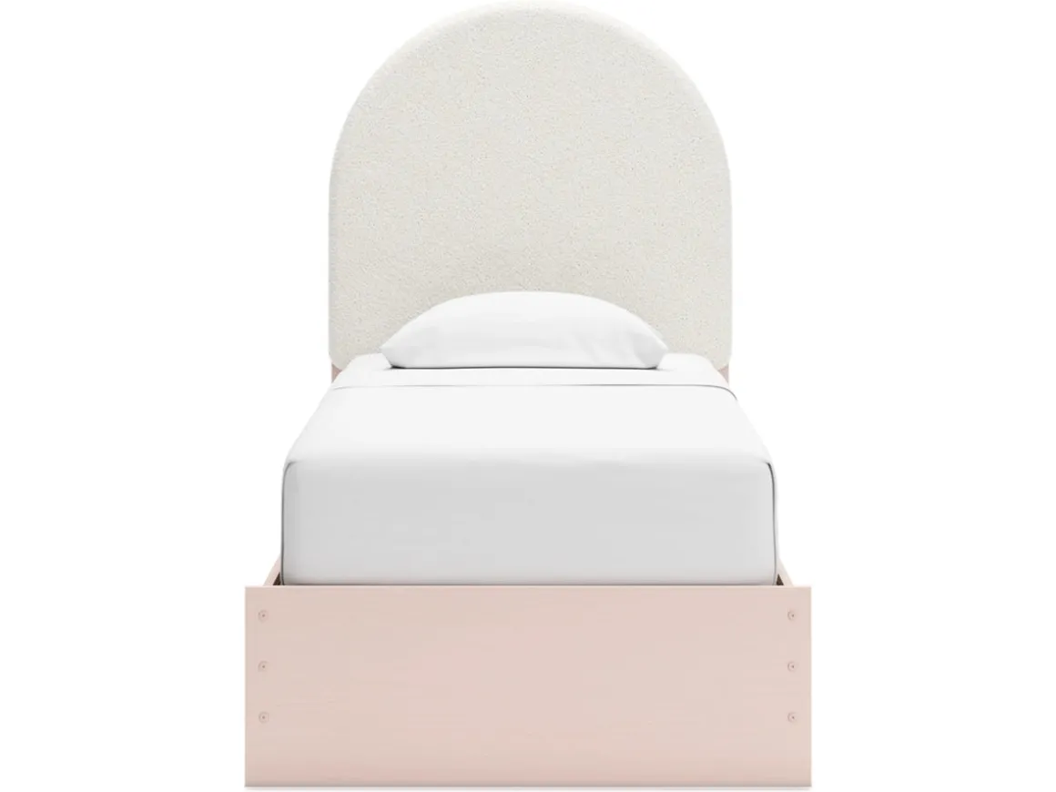 Wistenpine Panel Bed W/ Storage, Dresser, Mirror & Nightstand In Blush, Twin