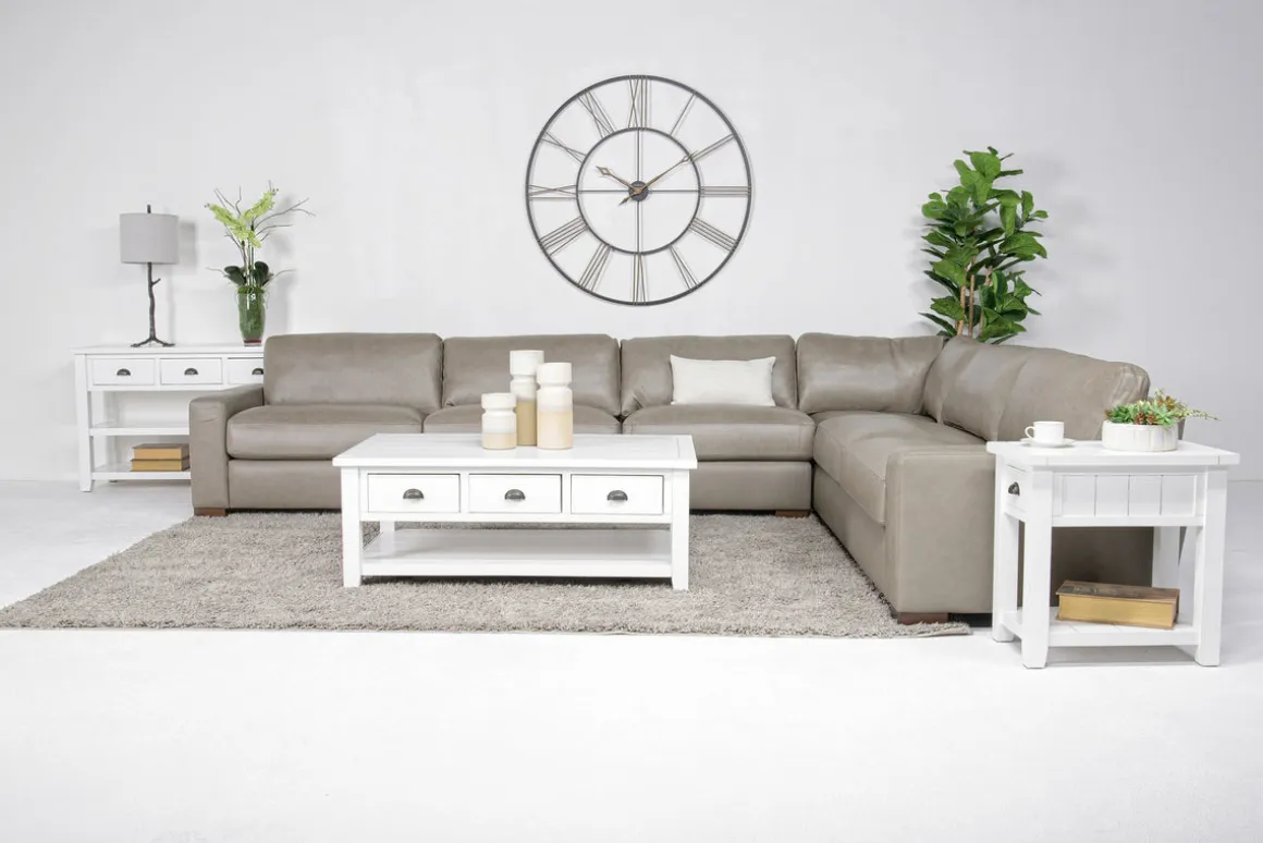 York 4 Piece Sectional In Chestnut Leather