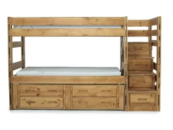 Young Pioneer Bunk Bed W/ Storage Steps & 4 Storage Drawers In Dark Gray, Twin/Twin