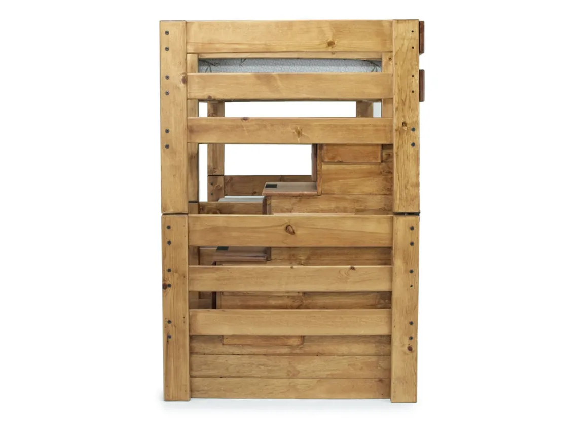 Young Pioneer Bunk Bed W/ Storage Steps & 4 Storage Drawers In Dark Gray, Twin/Twin