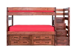 Young Pioneer Bunk W/ Storage Steps & Trundle Bed In Dark Gray, Twin/Twin